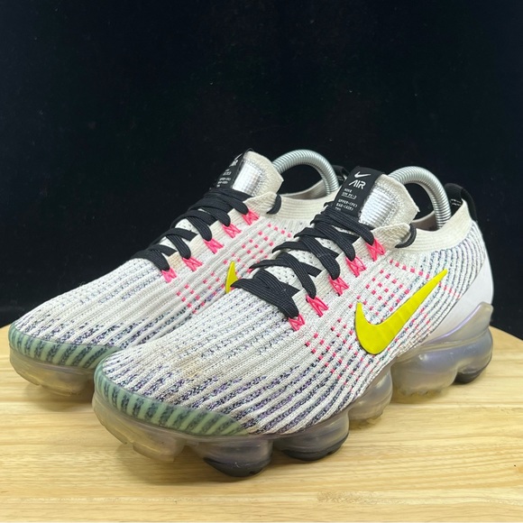 Nike Air Vapormax Flyknit 3 White/Dynamic Yellow AJ6900-103 Men’s Size 8/ 9.5 W - Picture 2 of 8